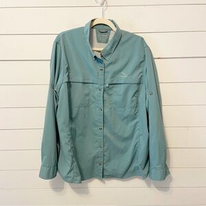 L.L. Bean | Women's Tropicwear Long-Sleeve Shirt in a teal Size 2X Plus